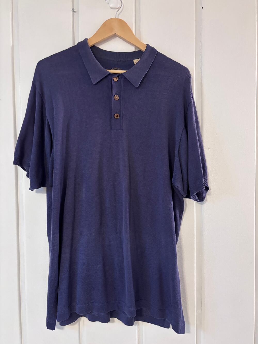 Tommy Bahama Men's Medium Blue Polo Shirt Cotton Silk Blend Short Sleeve